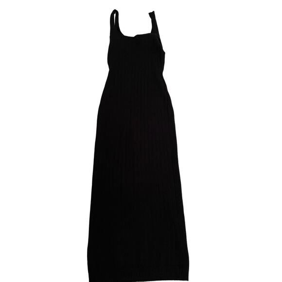Windsor Simple Black Strapless Midi Dress Ribbed Viscose/Nylon Blend Size S - Picture 4 of 5
